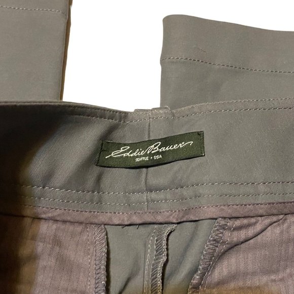 Eddie Bauer Womens 12 Mercer Fit Chino Pants Gray Flat Front Stretch Career - Picture 4 of 7